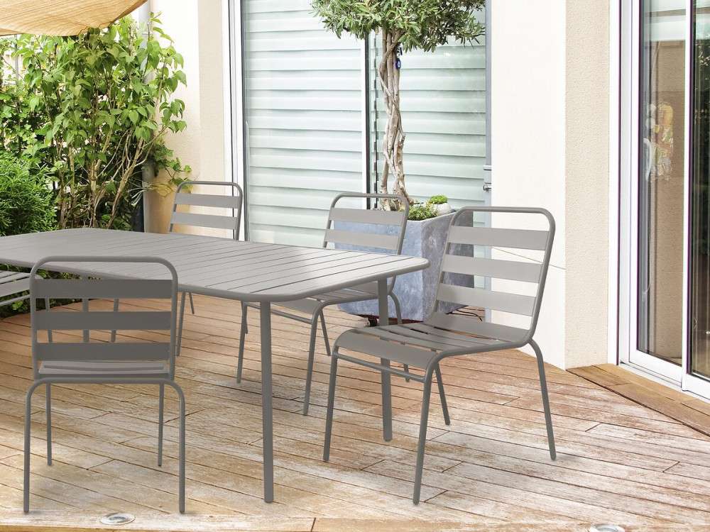 Set van 2 stapelbare metalen tuinstoelen "Bilbao" - Taupe