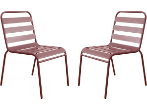 Set van 2 stapelbare metalen tuinstoelen "Bilbao" - Terracotta