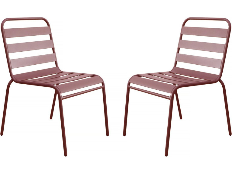 Set van 2 stapelbare metalen tuinstoelen "Bilbao" - Terracotta