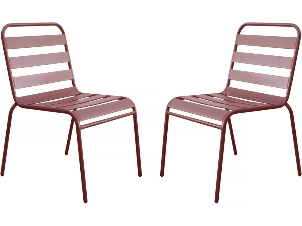 Set van 2 stapelbare metalen tuinstoelen "Bilbao" - Terracotta