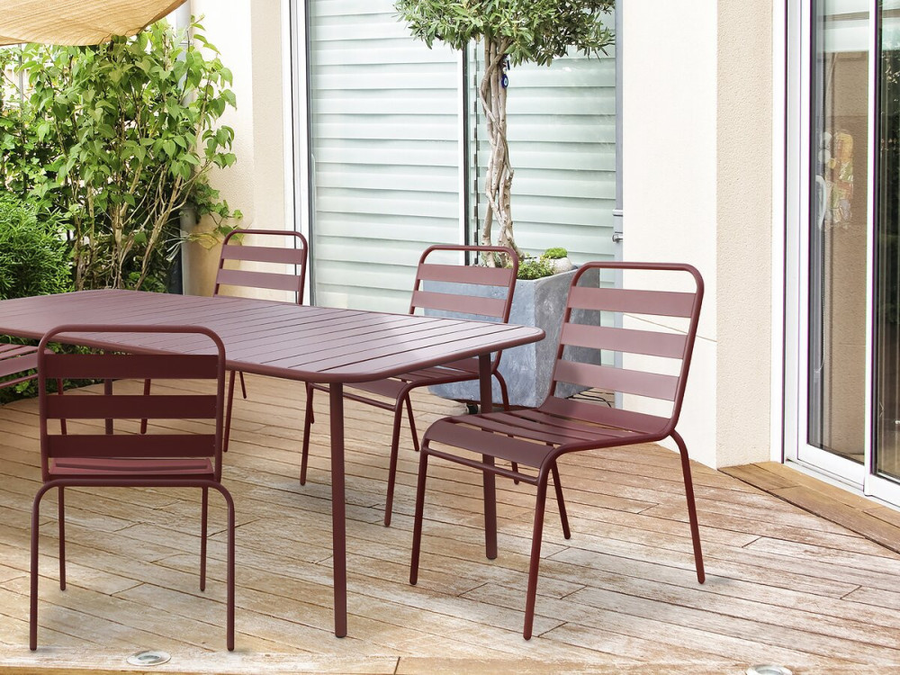 Set van 2 stapelbare metalen tuinstoelen "Bilbao" - Terracotta