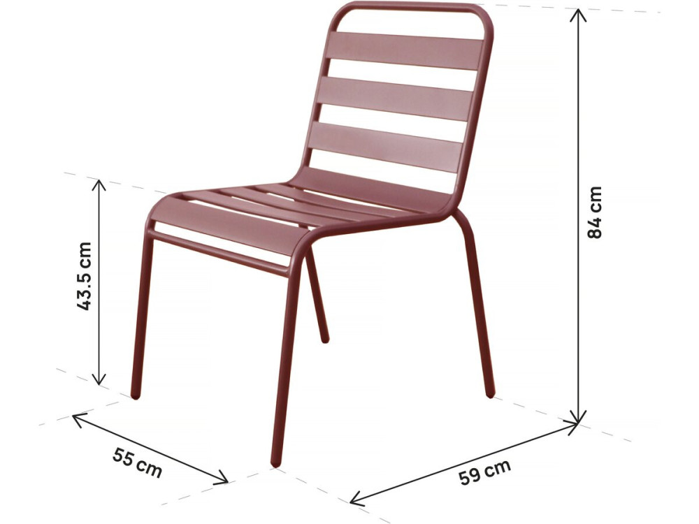 Set van 2 stapelbare metalen tuinstoelen "Bilbao" - Terracotta