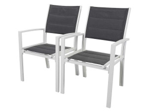 Tuinzetel "Brazil / Canaries", gestoffeerd aluminium / textiel van Textilene - Phoenix - wit / donkergrijs