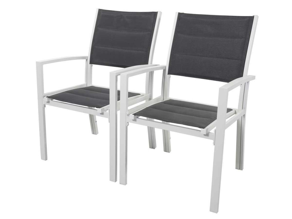 Tuinzetel "Brazil / Canaries", gestoffeerd aluminium / textiel van Textilene - Phoenix - wit / donkergrijs