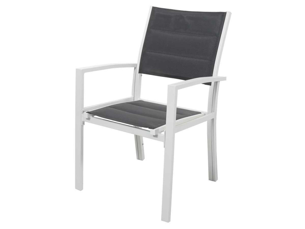 Tuinzetel "Brazil / Canaries", gestoffeerd aluminium / textiel van Textilene - Phoenix - wit / donkergrijs