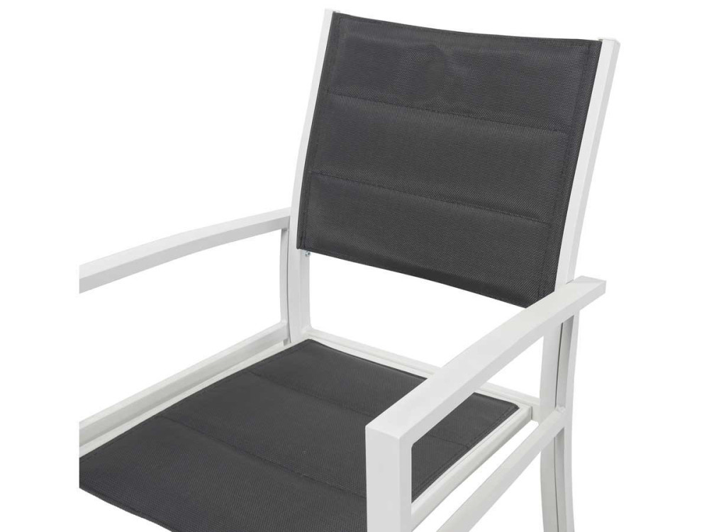 Tuinzetel "Brazil / Canaries", gestoffeerd aluminium / textiel van Textilene - Phoenix - wit / donkergrijs