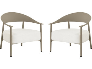 Set van 2 "Céora" tuinstoelen van kunststof en metaal - Taupe