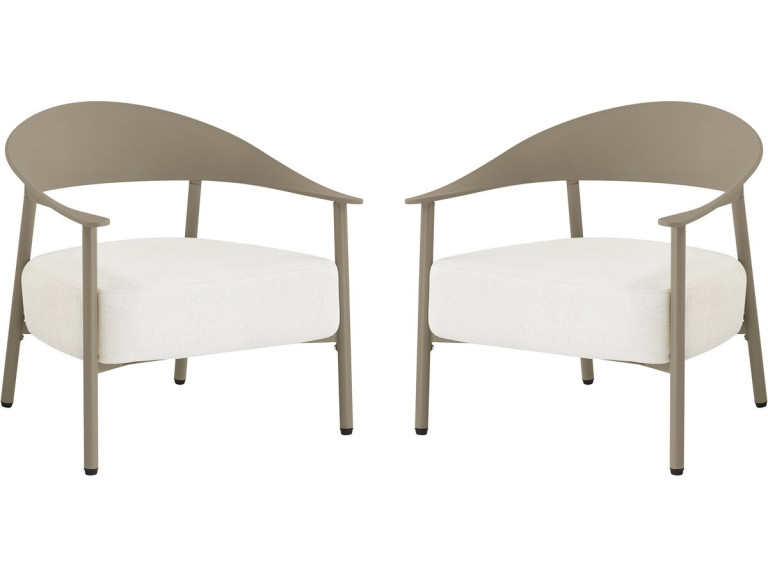Set van 2 "Céora" tuinstoelen van kunststof en metaal - Taupe