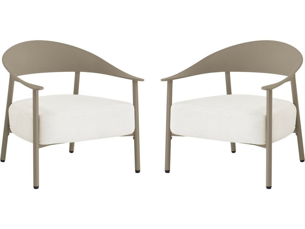Set van 2 "Céora" tuinstoelen van kunststof en metaal - Taupe
