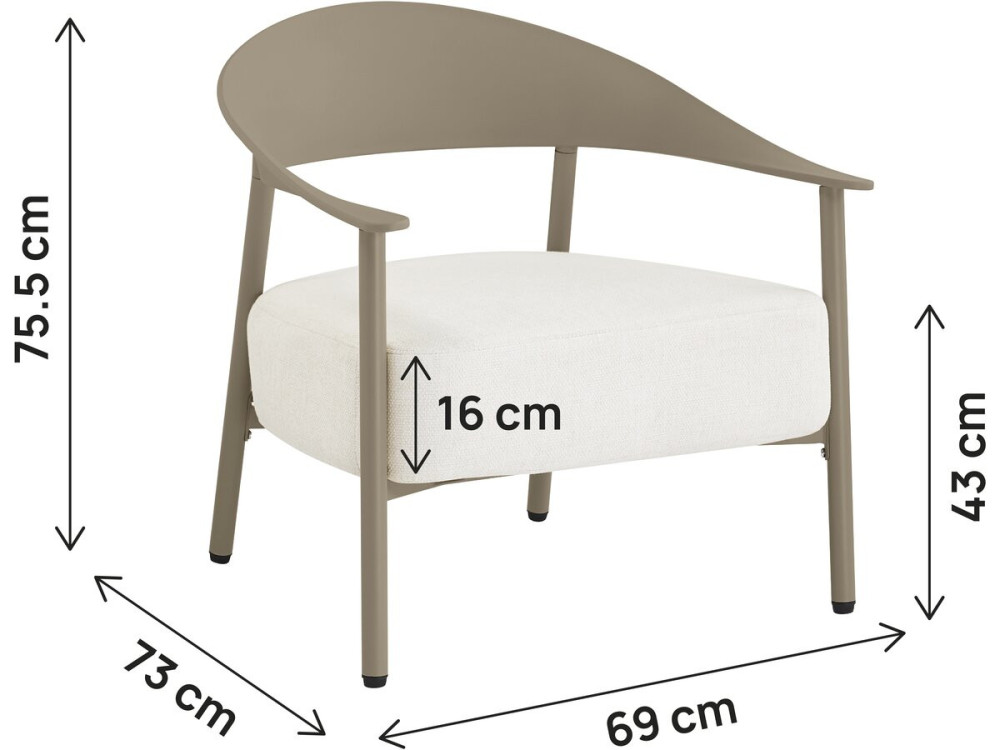 Set van 2 "Céora" tuinstoelen van kunststof en metaal - Taupe