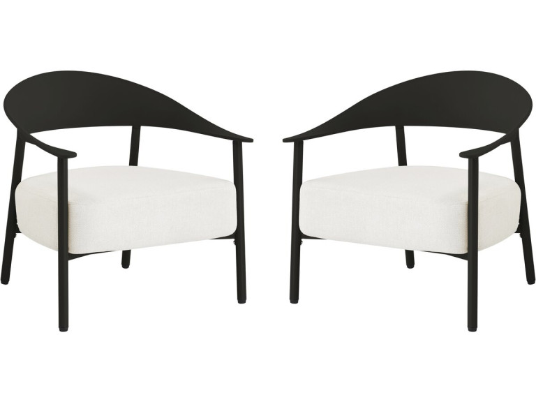 Set van 2 "Céora" tuinstoelen van kunststof en metaal - Zwart