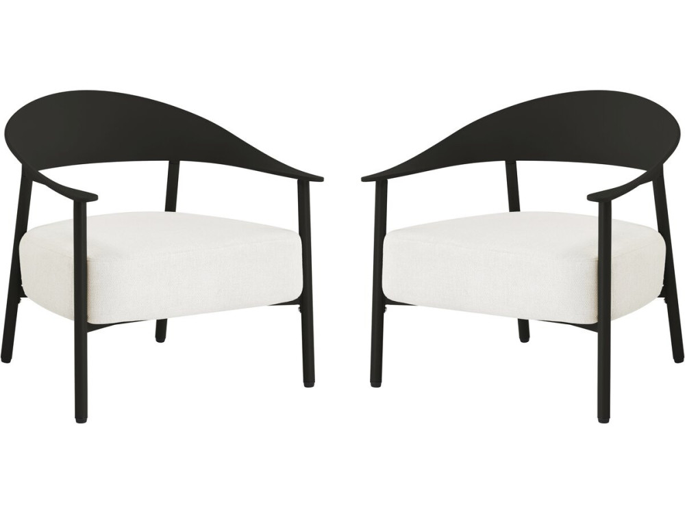 Set van 2 "Céora" tuinstoelen van kunststof en metaal - Zwart
