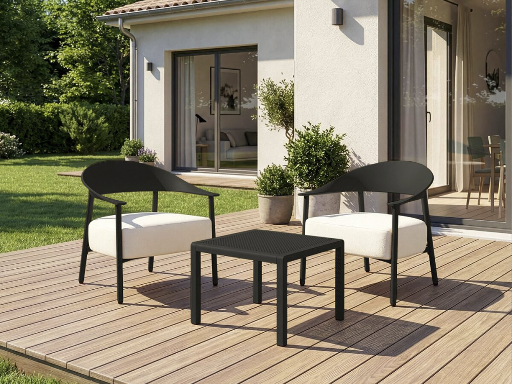 Set van 2 "Céora" tuinstoelen van kunststof en metaal - Zwart