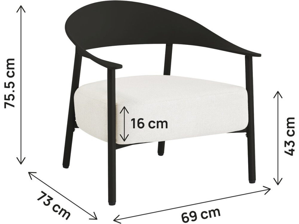 Set van 2 "Céora" tuinstoelen van kunststof en metaal - Zwart
