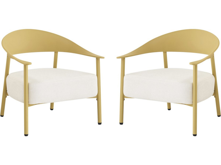 Set van 2 "Céora" tuinstoelen van kunststof en metaal - Geel