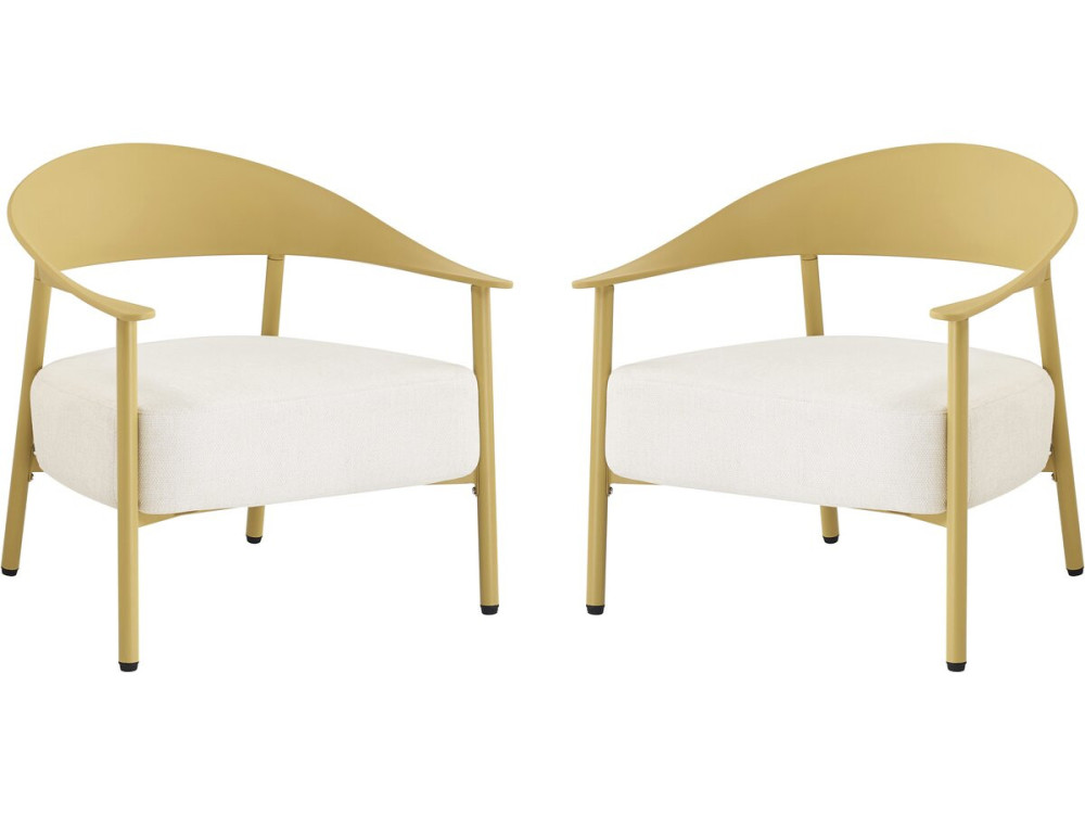 Set van 2 "Céora" tuinstoelen van kunststof en metaal - Geel