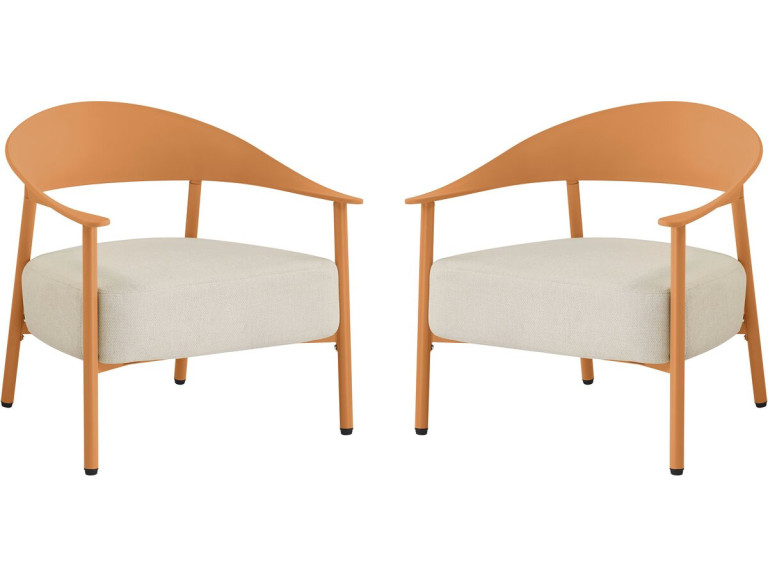 Set van 2 "Céora" tuinstoelen van kunststof en metaal - Oranje
