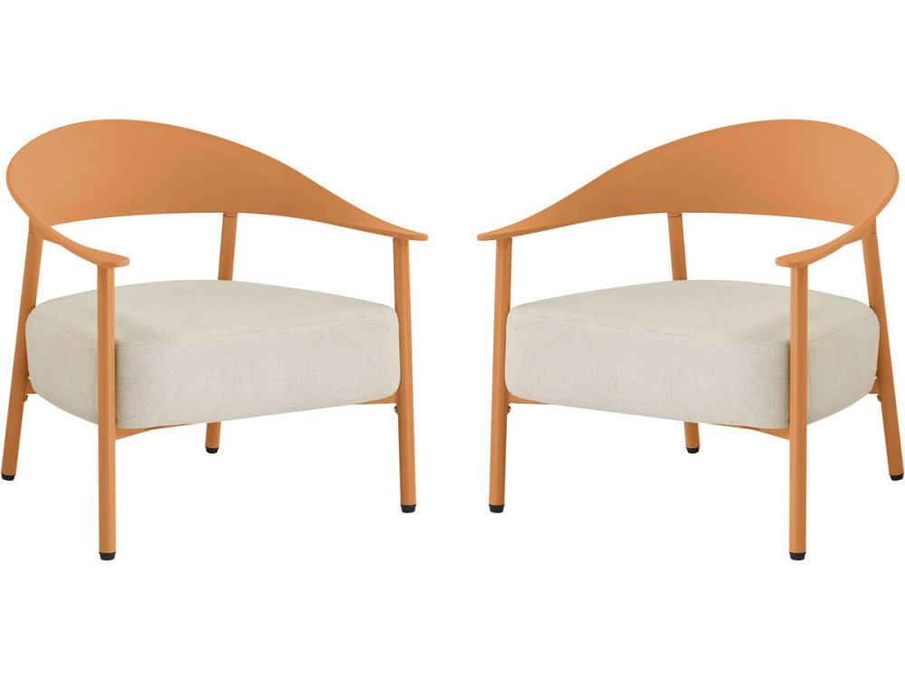 Set van 2 "Céora" tuinstoelen van kunststof en metaal - Oranje