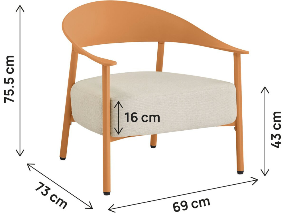 Set van 2 "Céora" tuinstoelen van kunststof en metaal - Oranje