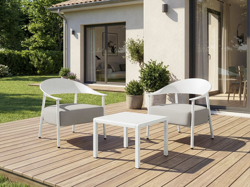Set van 2 "Céora" tuinstoelen van kunststof en metaal - Wit