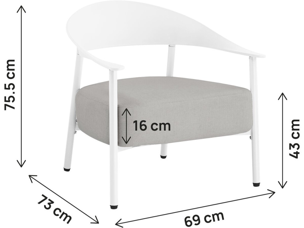 Set van 2 "Céora" tuinstoelen van kunststof en metaal - Wit