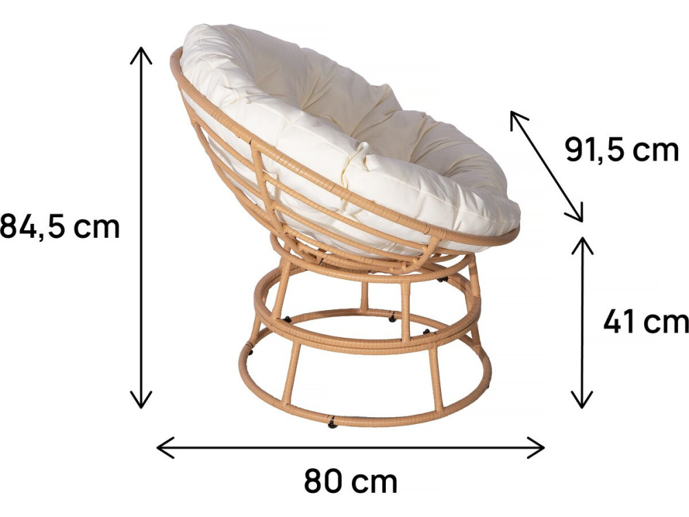 Papasan binnen-/buitenfauteuil loveuse style "Bali" - Ø91cm - Beige
