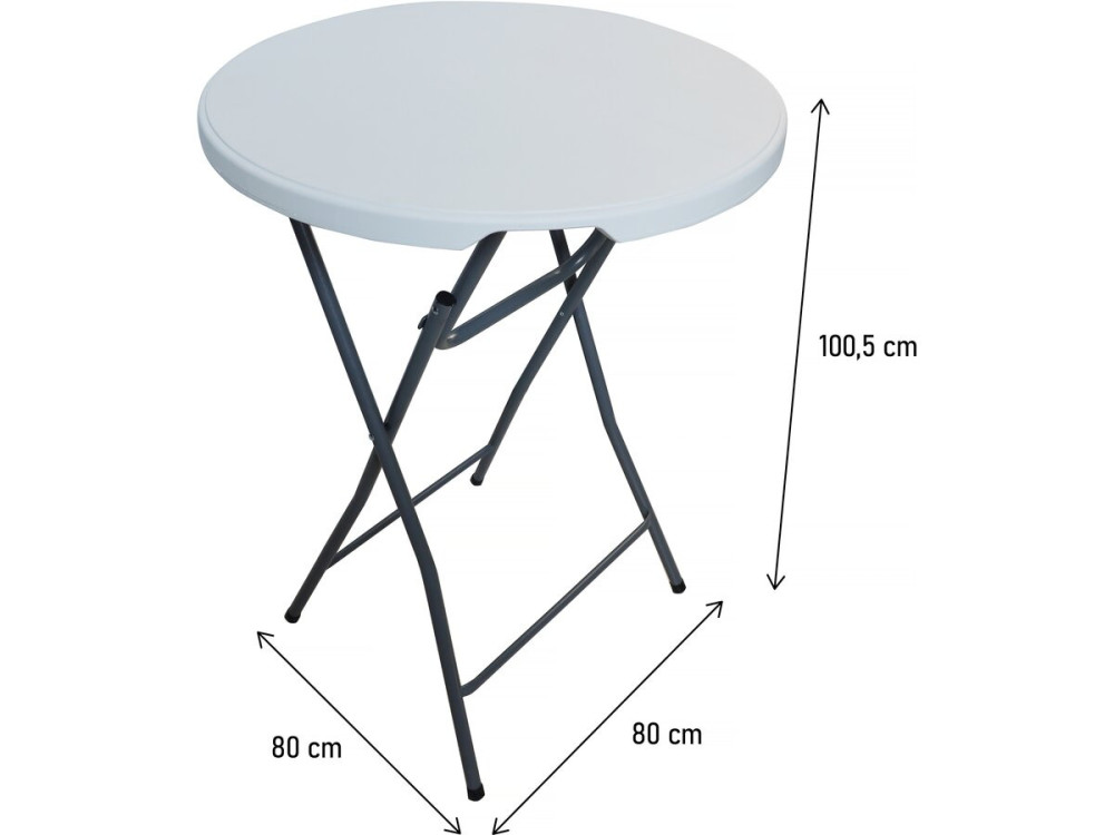 Statafel rond party tafel inklapbaar plastic Ø 80 cm "Lili" - Wit