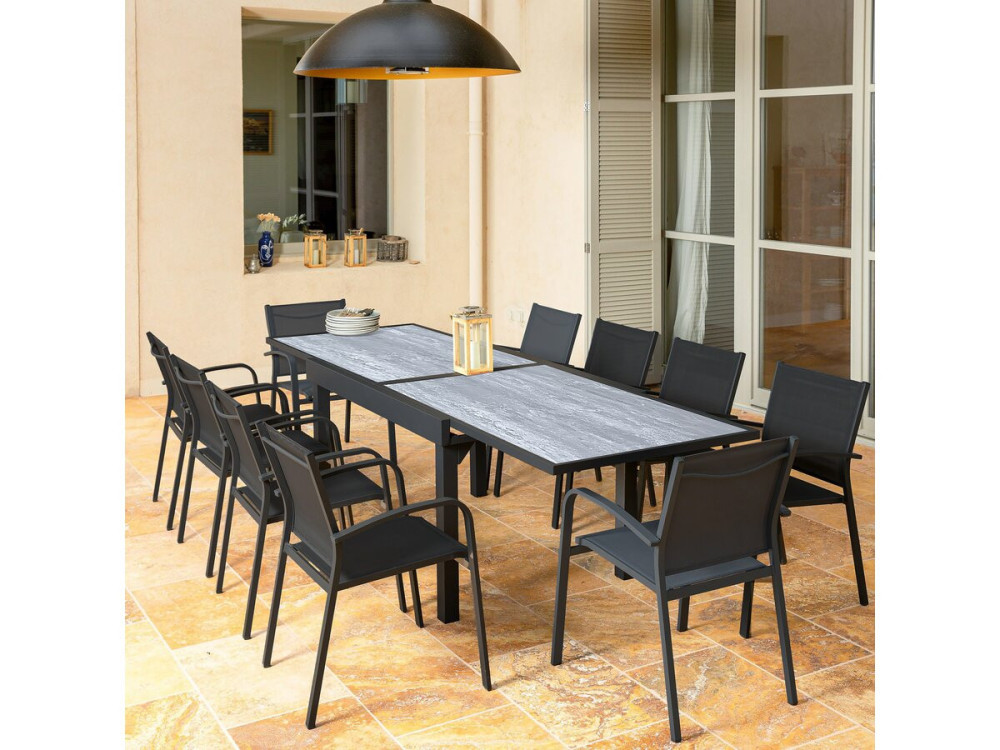 Tuintafel uitschuifbaar tafel outdoor aluminium "Lagos" - 200/320 x 105 x 76 cm - Grijs