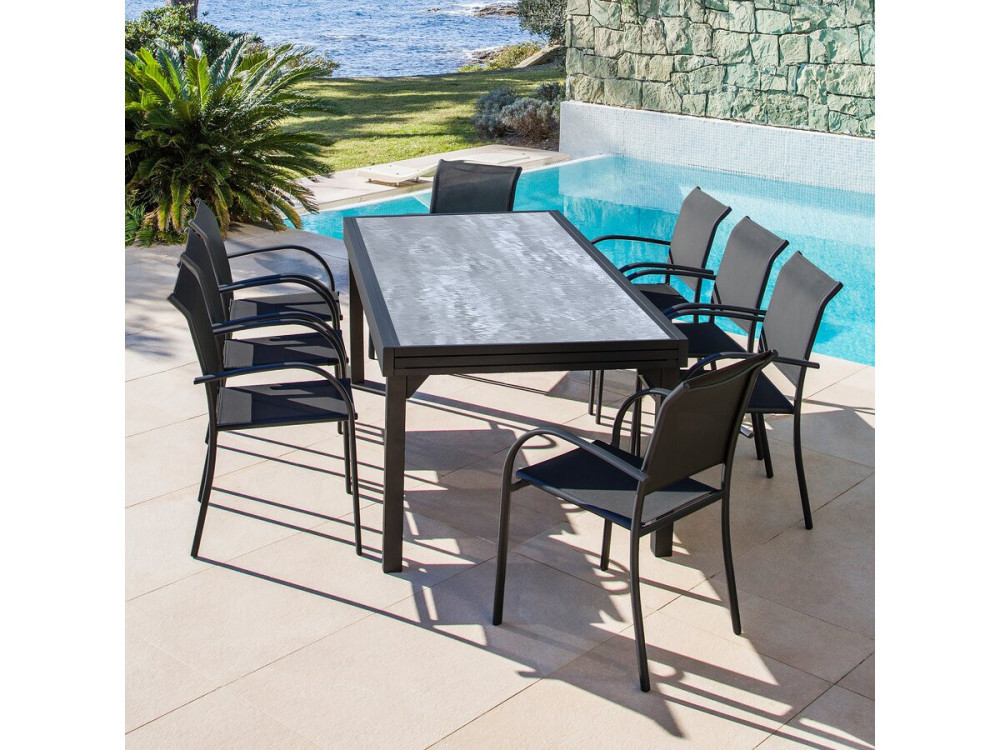 Tuintafel uitschuifbaar tafel outdoor aluminium "Lagos" - 140/280 x 90 x 76 cm - Grijs
