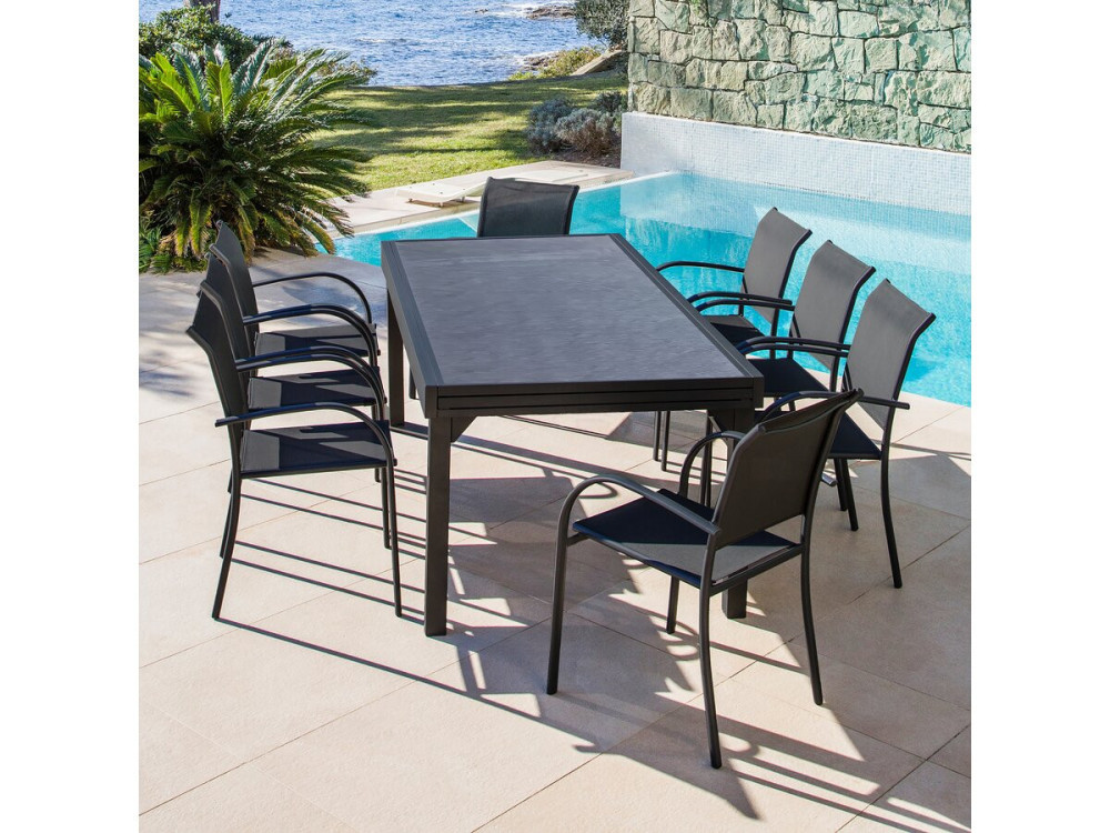 Tuintafel uitschuifbaar tafel outdoor aluminium "Lagos" - 140/280 x 90 x 76 cm - Zwart