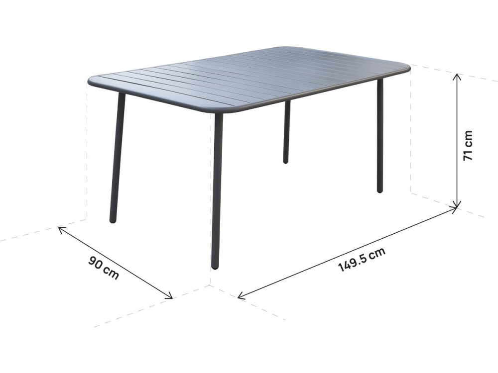 Metalen tuintafel "Bilbao" - 150 x 90 x 71 cm - Grijs