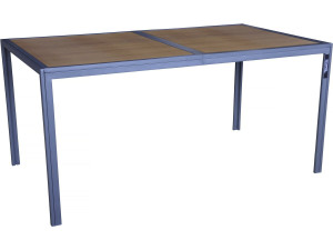 Tossa" imitatiehouten metalen tuintafel - 160 x 90 x 75 cm - Bruin