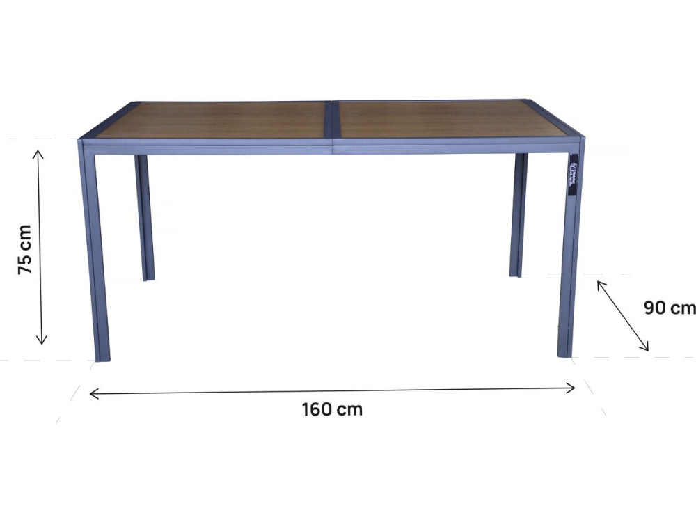 Tossa" imitatiehouten metalen tuintafel - 160 x 90 x 75 cm - Bruin