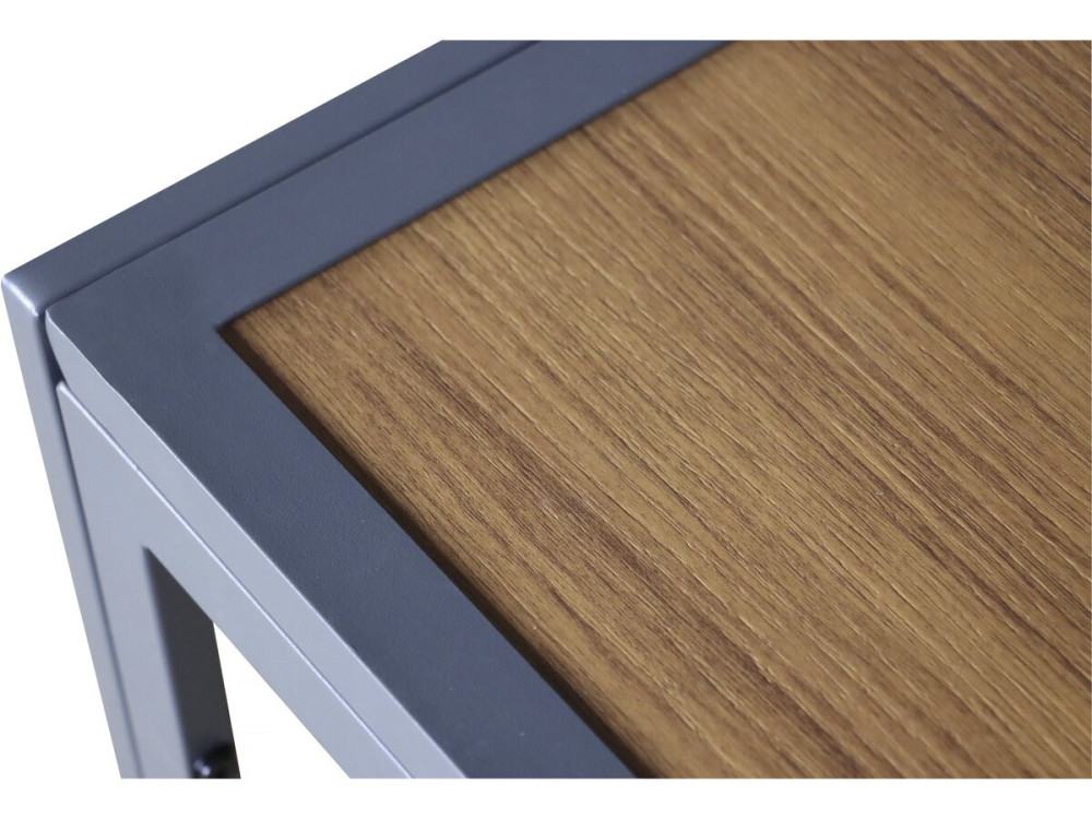 Tossa" imitatiehouten metalen tuintafel - 160 x 90 x 75 cm - Bruin