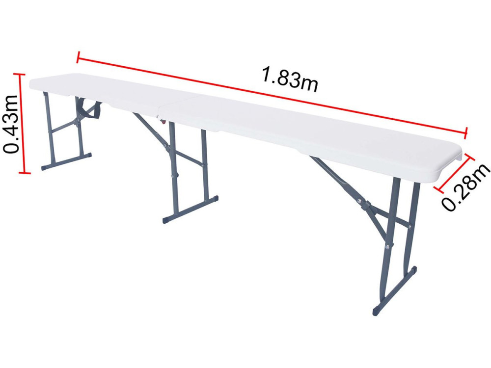Opvouwbare bank voor party tafel feesttent "Foldy" - 183 x 28 x 43 cm - Wit