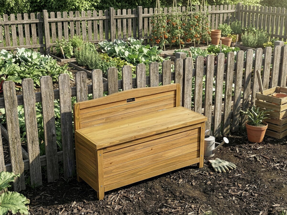 Ben" houten tuinbank - 90 x 33 x 60 cm - Bruin