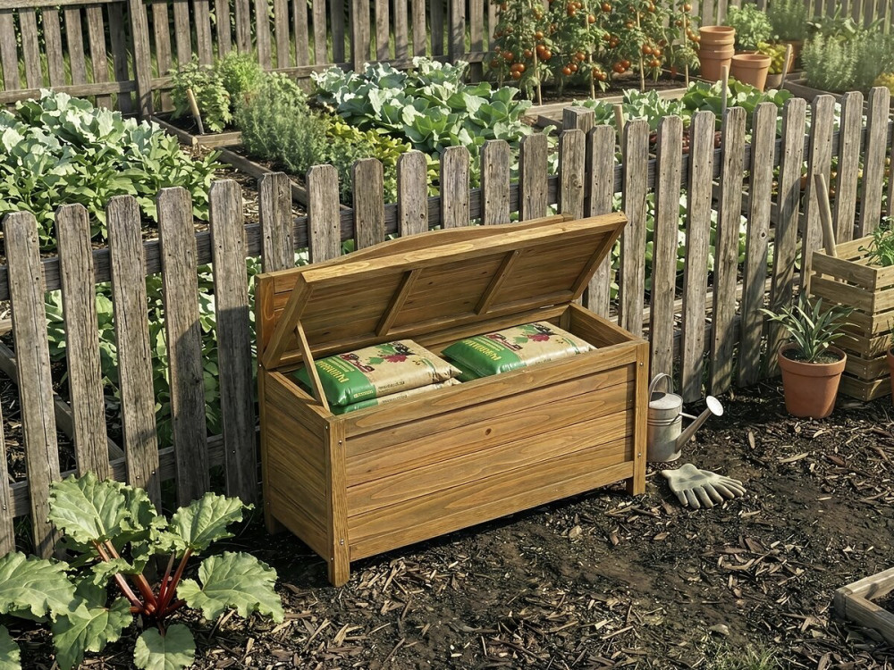 Ben" houten tuinbank - 90 x 33 x 60 cm - Bruin