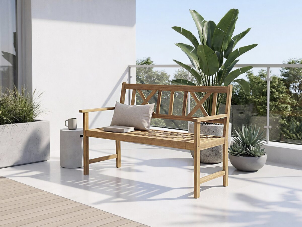 Houten tuinbank 120 cm "Surabaya" - 2 zits - Bruin