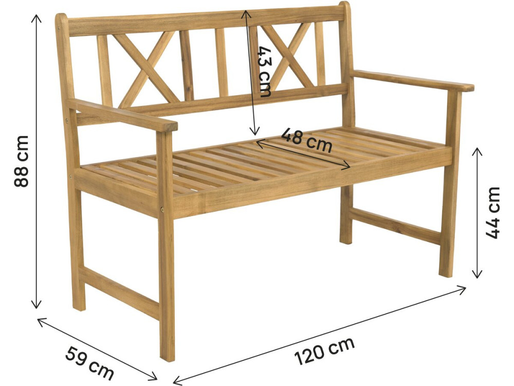Houten tuinbank 120 cm "Surabaya" - 2 zits - Bruin