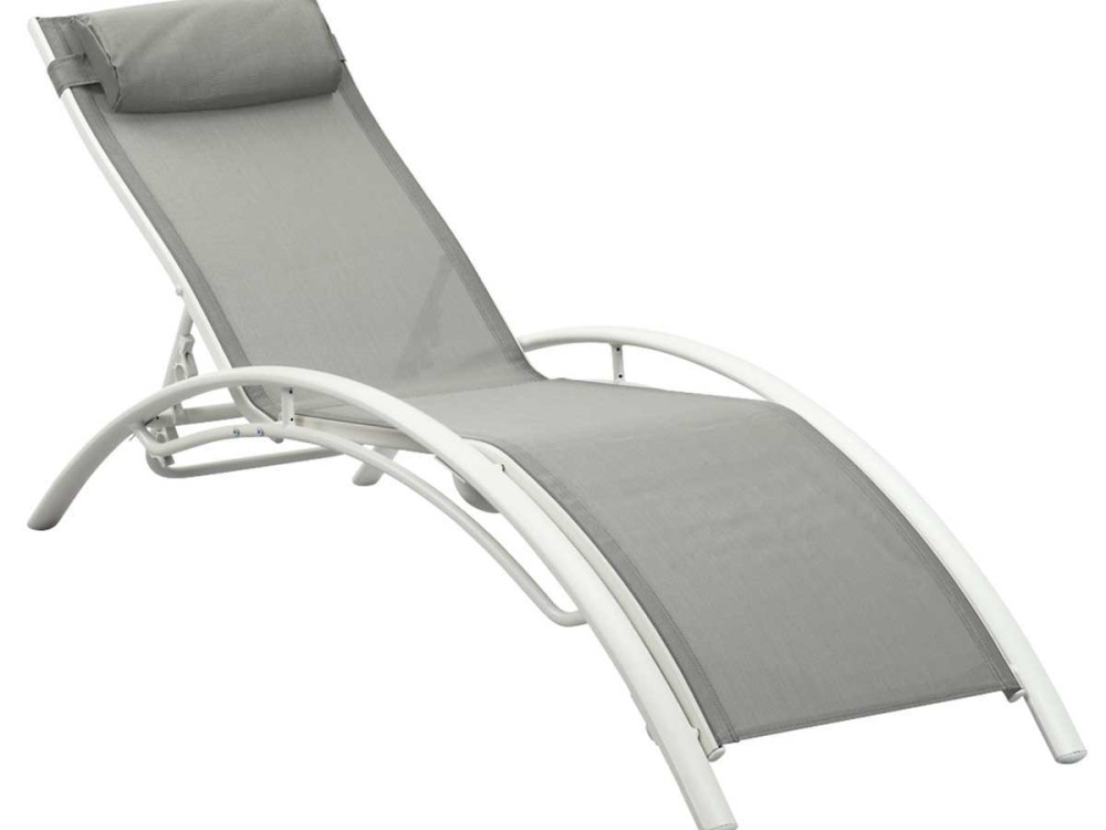 Ligbed ligstoel aluminium "Beauty" - Phoenix - Grijs - Set 2 stuks