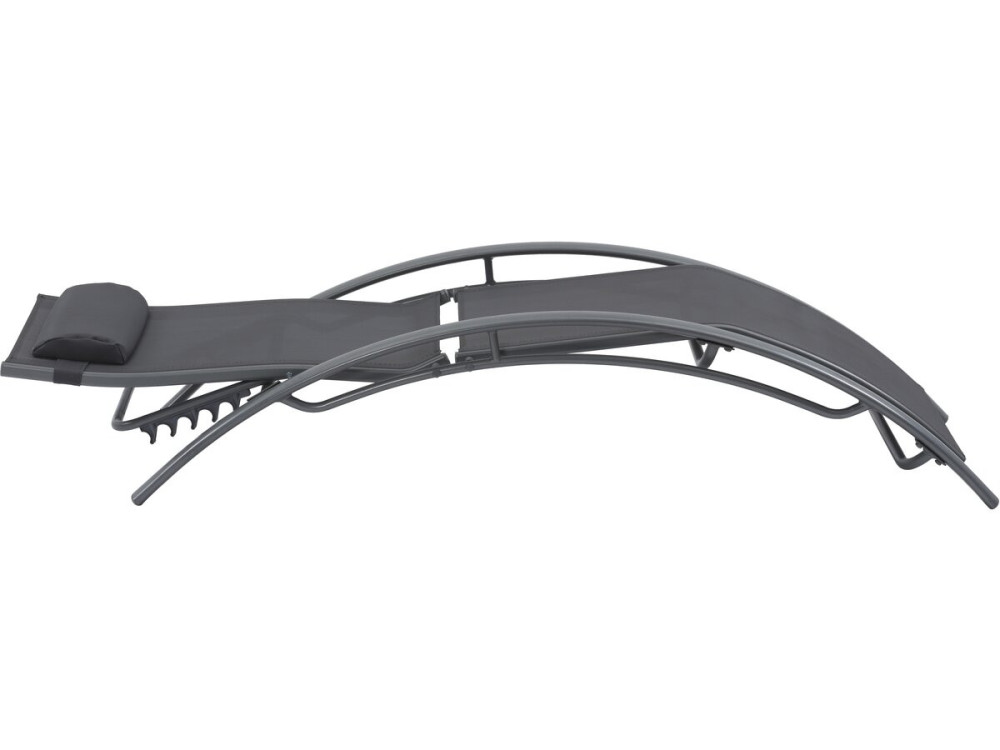 Ligbed ligstoel aluminium "Beauty" - Phoenix - Donkergrijs / Zilver - Set 2 stuks