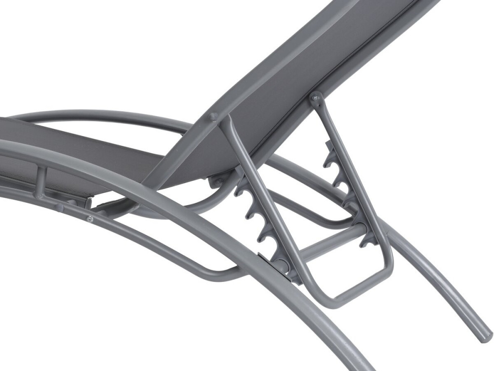 Ligbed ligstoel aluminium "Beauty" - Phoenix - Donkergrijs / Zilver - Set 2 stuks