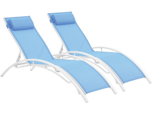 Ligbed ligstoel aluminium "Beauty" - Phoenix - Blauw - Set 2 stuks