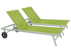 Ligbed tuin ligstoel verstelbaar aluminium textiel "Bella" - Phoenix - Groen - Set 2 stuks