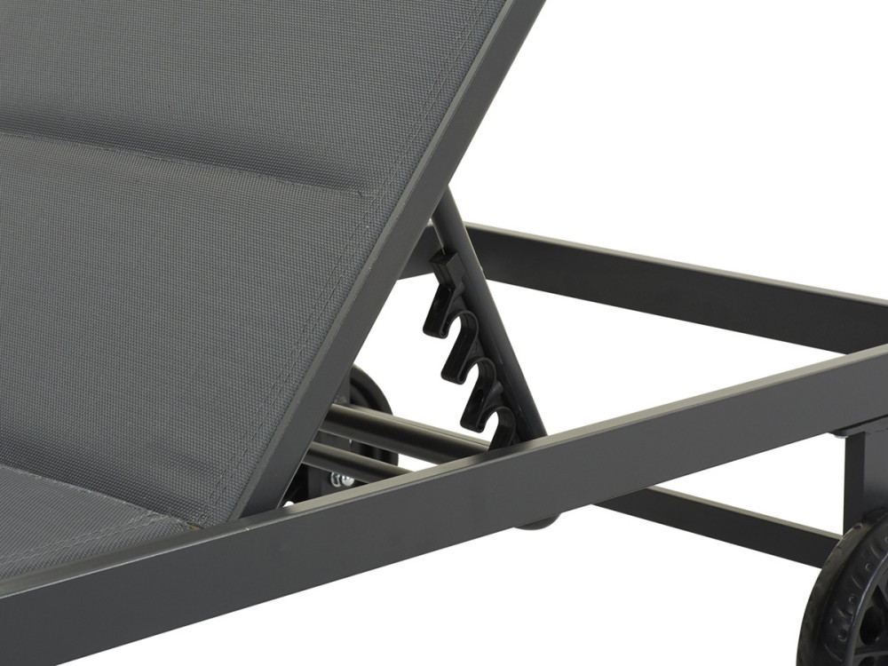 Ligbed ligstoel verstelbaar aluminium gevoerd textileen "Bella" - Phoenix - Grijs Donkergrijs