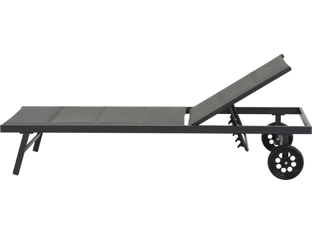 Ligbed ligstoel verstelbaar aluminium gevoerd textileen "Bella" - Phoenix - Grijs Donkergrijs
