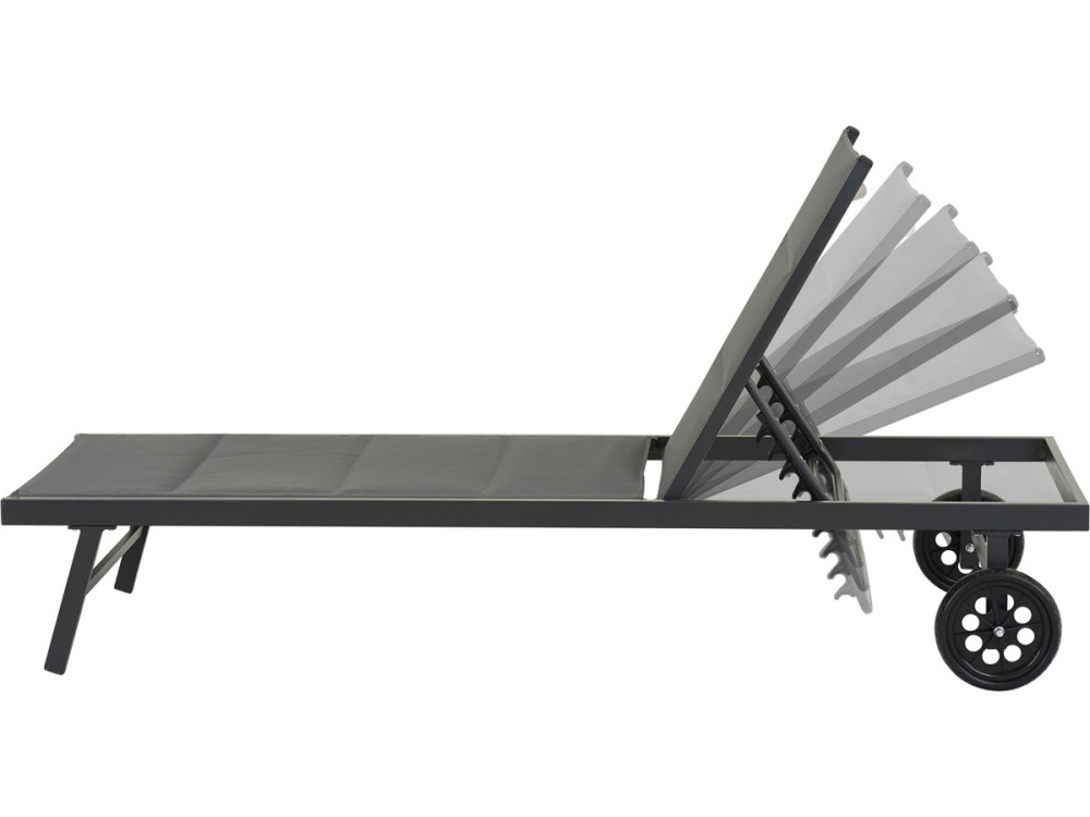 Ligbed ligstoel verstelbaar aluminium gevoerd textileen "Bella" - Phoenix - Grijs Donkergrijs