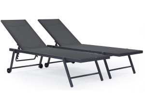Set van 2 textielen aluminium ligstoelen "Jolia" - Donkergrijs