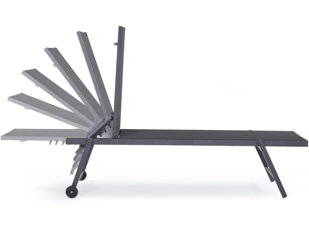 Set van 2 textielen aluminium ligstoelen "Jolia" - Donkergrijs
