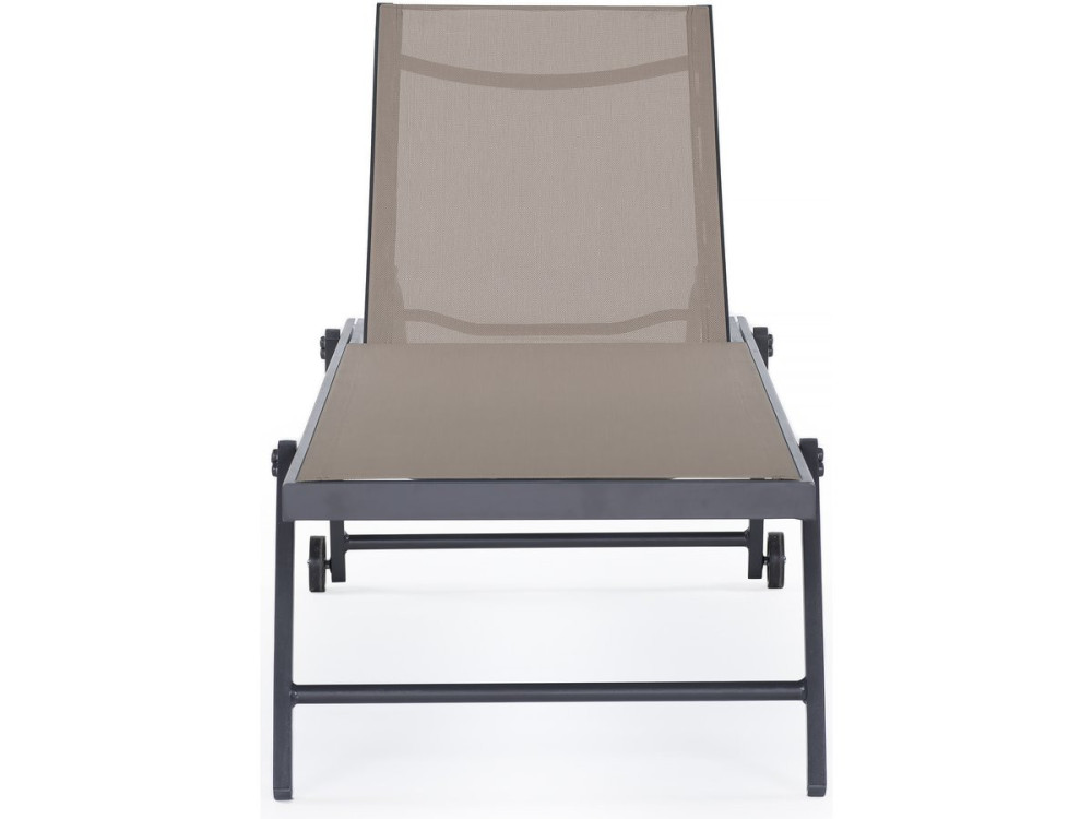 Set van 2 textielen aluminium ligstoelen "Jolia" - Donkergrijs / Taupe